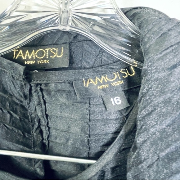 Tamotsu Black Pleated Avant Garde Open Front Jacket and Tank Top Formal Set 16 - Picture 11 of 11